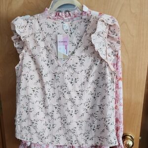 Wdirara Women's Light Pink Floral Ruffled Blouse